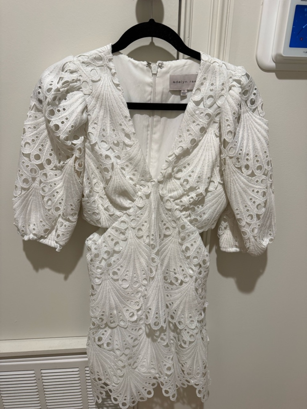Adelyn Rae White Eyelet Lace Mini Dress Size Small